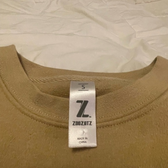 Women’s Small Arkansas Sweatshirt. Tan with black sewn on letters. - Picture 3 of 4
